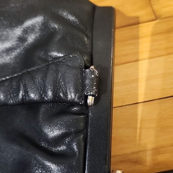 Vintage Shoulder Gold Pfeil Leather Black Hand Bag Evening Purse Clutch - Picture 4 of 7